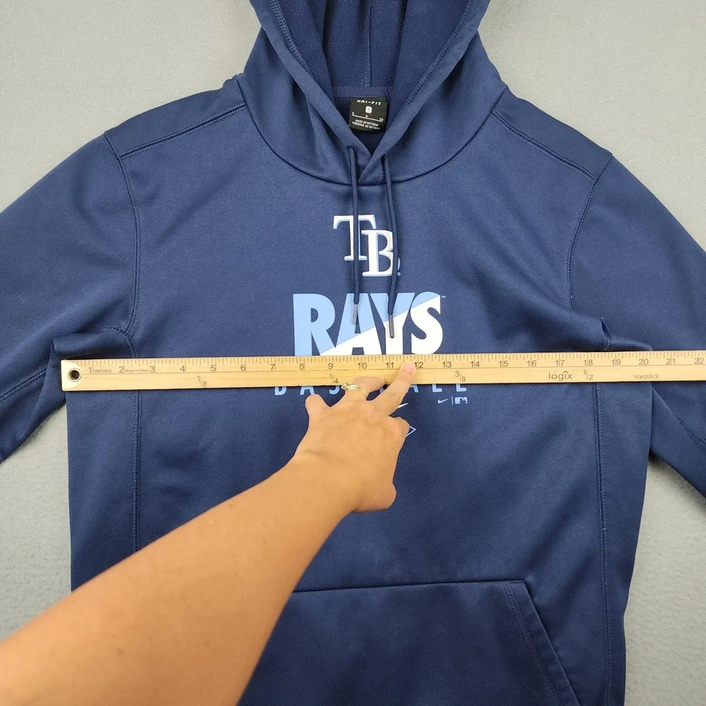 Tampa Bay Rays Hoodie Mens Small Blue MLB Baseball Nike Dri Fit Pullover